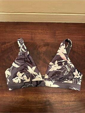 Athleta Purple & White Floral Wireless Swim Bralette